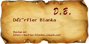 Dörfler Blanka névjegykártya